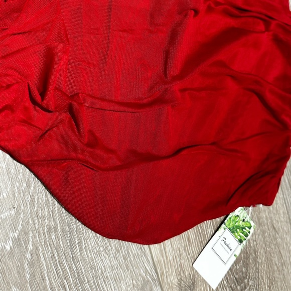 Vintage Strapless Red Boned Mesh Bustier Corset - Picture 3 of 4